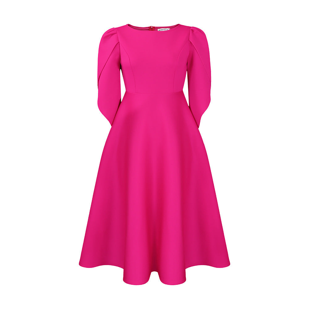 Elegant Party Dress With Flared Skirt Polyester Blend