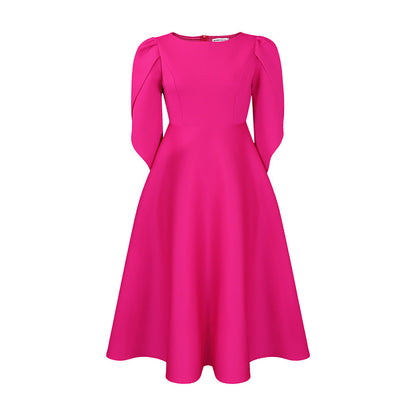 Elegant Party Dress With Flared Skirt Polyester Blend