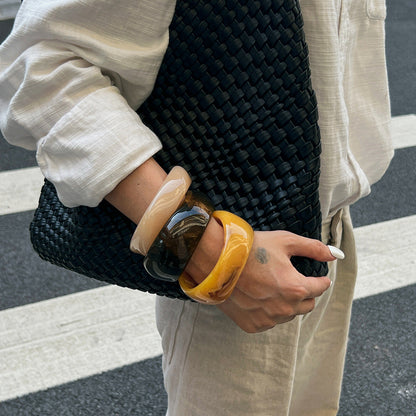 New Ombre Resin Geometric Coffee Wide Bracelet