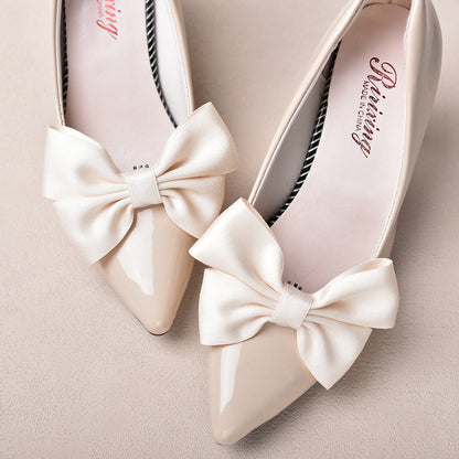 Bridal Wedding Accessories White Bow Shoe Clips Decorative Set
