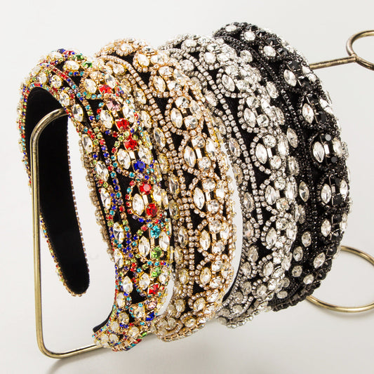 Colorful Glass Rhinestone Headband Vintage Elegant Hair Accessory