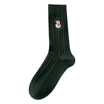 Winter Ribbed Polka Dots Christmas Crew Socks