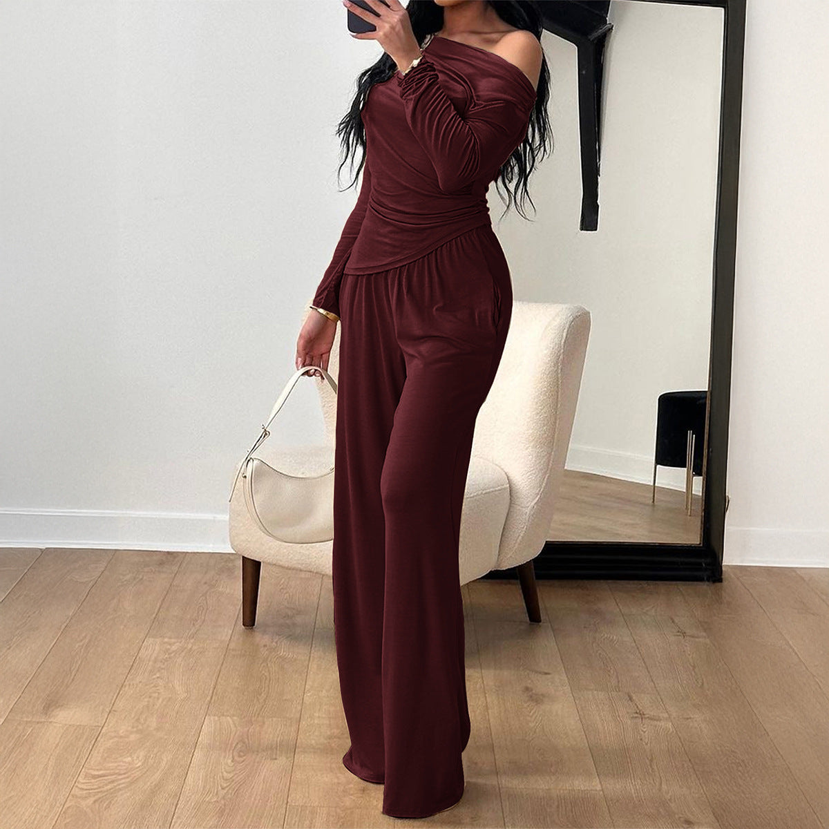 Elegant Long Sleeve T-Shirt and Pants Set for Women
