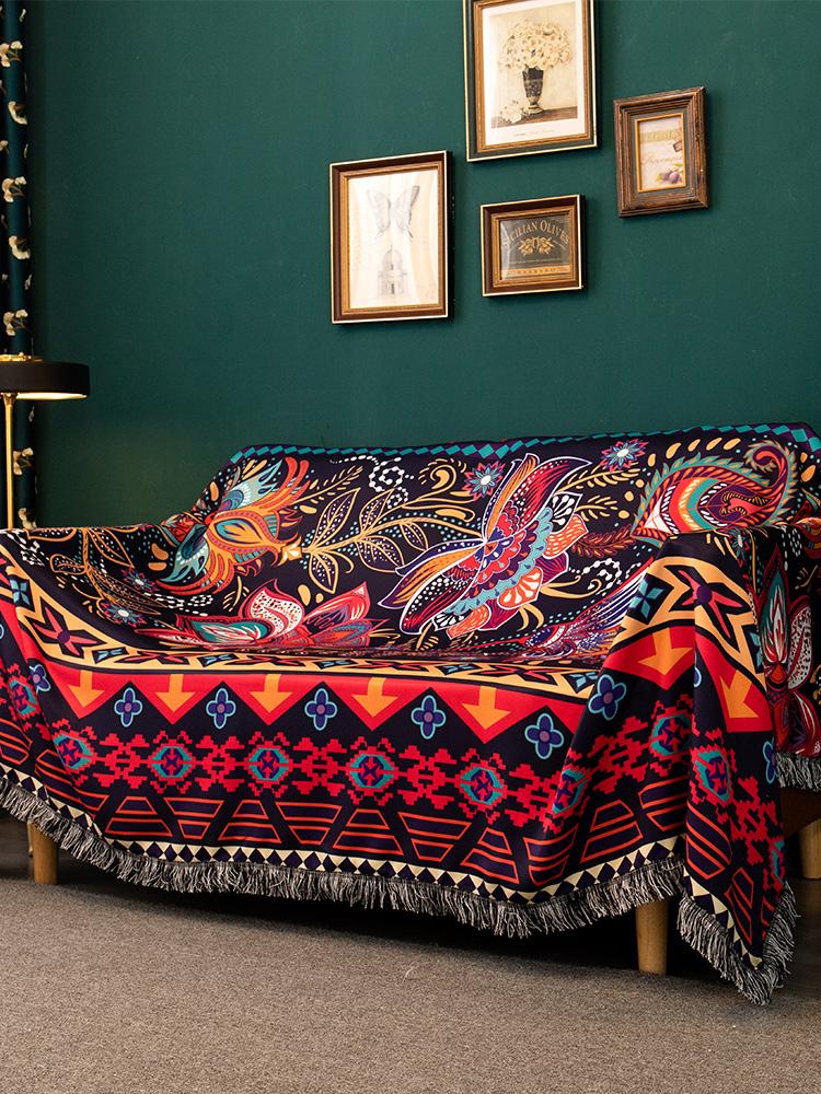Exotic Ethnic Towel Full Cover Dust-Proof Sofa Handkerchief Universal Backrest Cover Cloth Retro Sofa Cushion Cover