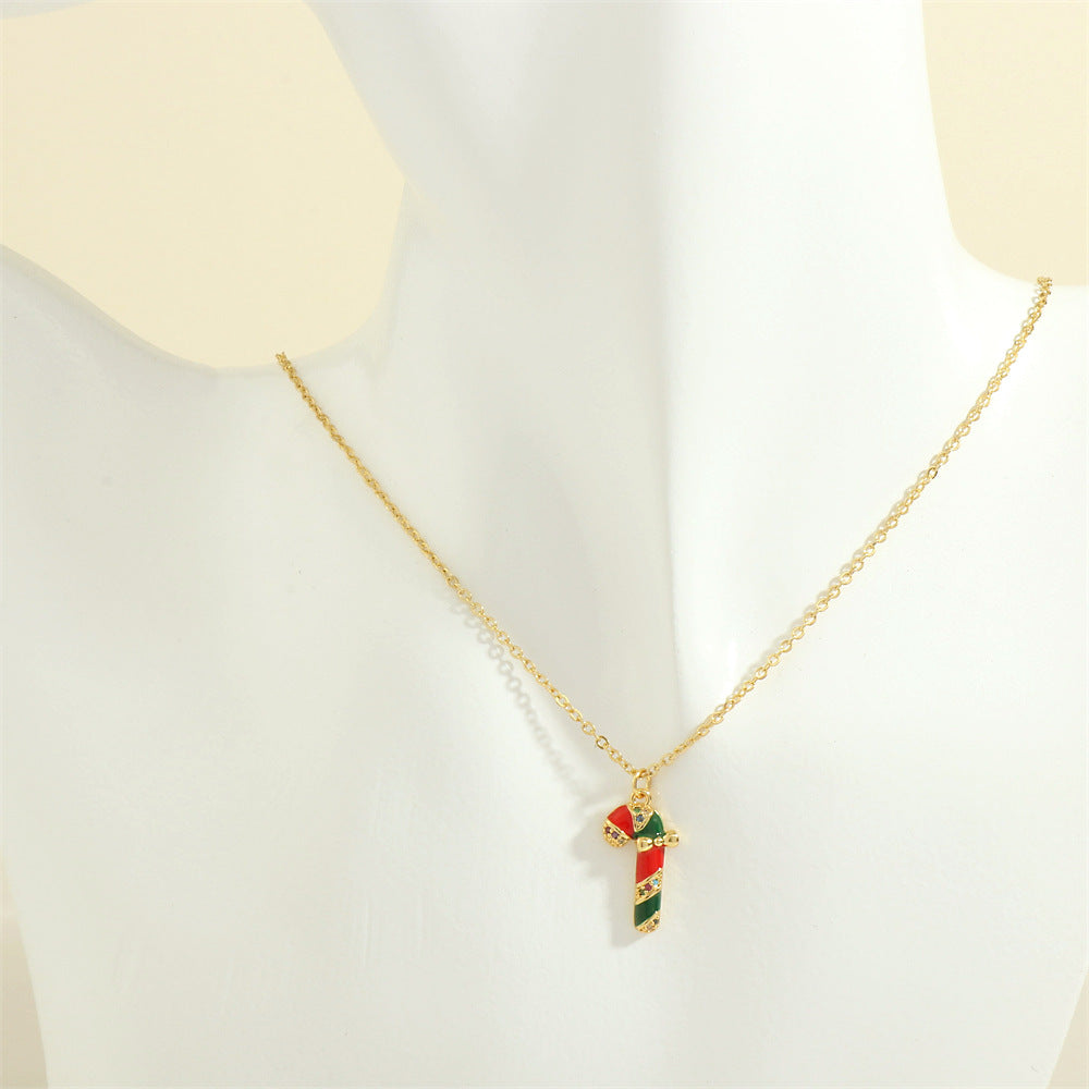 Simple Christmas Pendant Enamel Necklace