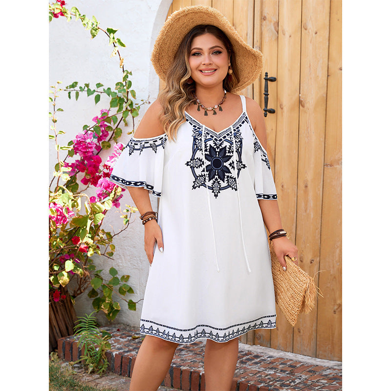 Off-Shoulder Cute Floral Maxi Dress For Summer Vacation