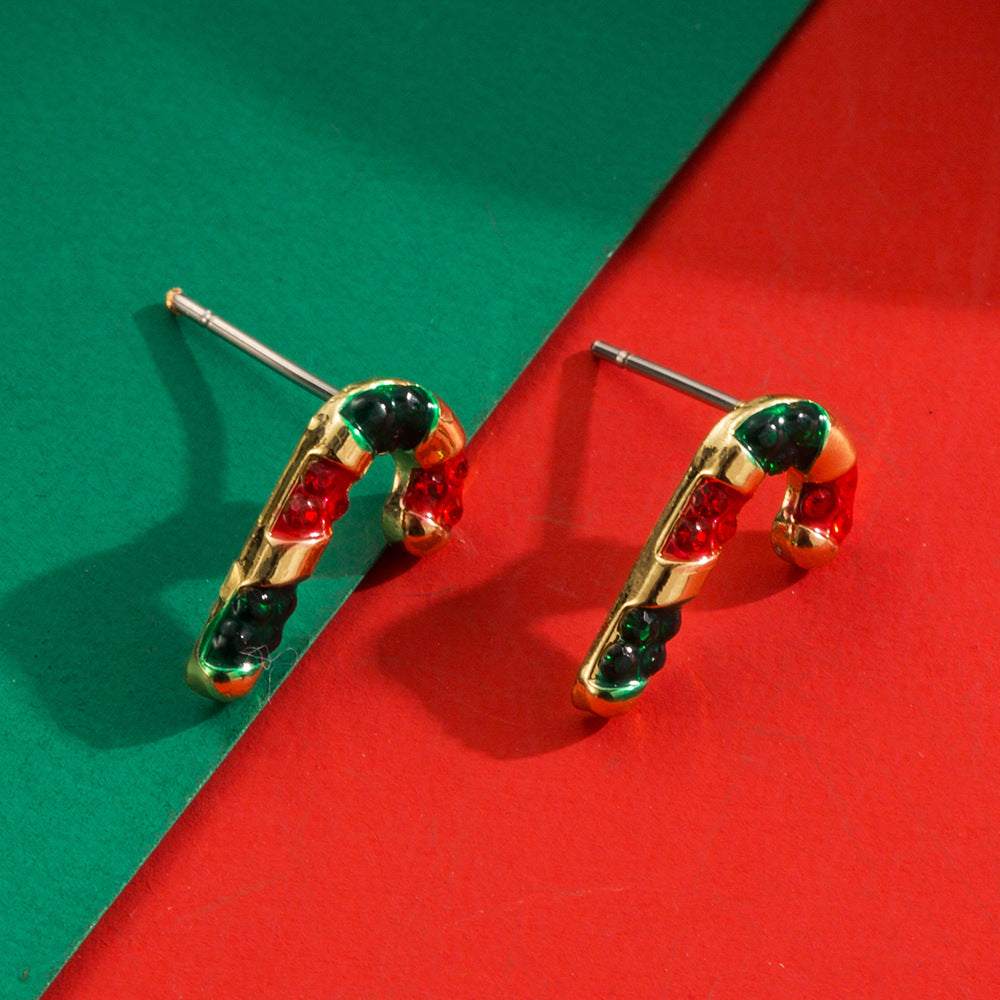 Trendy Christmas Reindeer Earrings with Bow and Tree Design