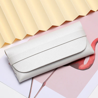 Trendy Portable Sunglasses Case Genuine Leather Eyewear Pouch