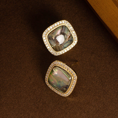 Elegant Shell Stud Earrings With Natural Abalone Inlay