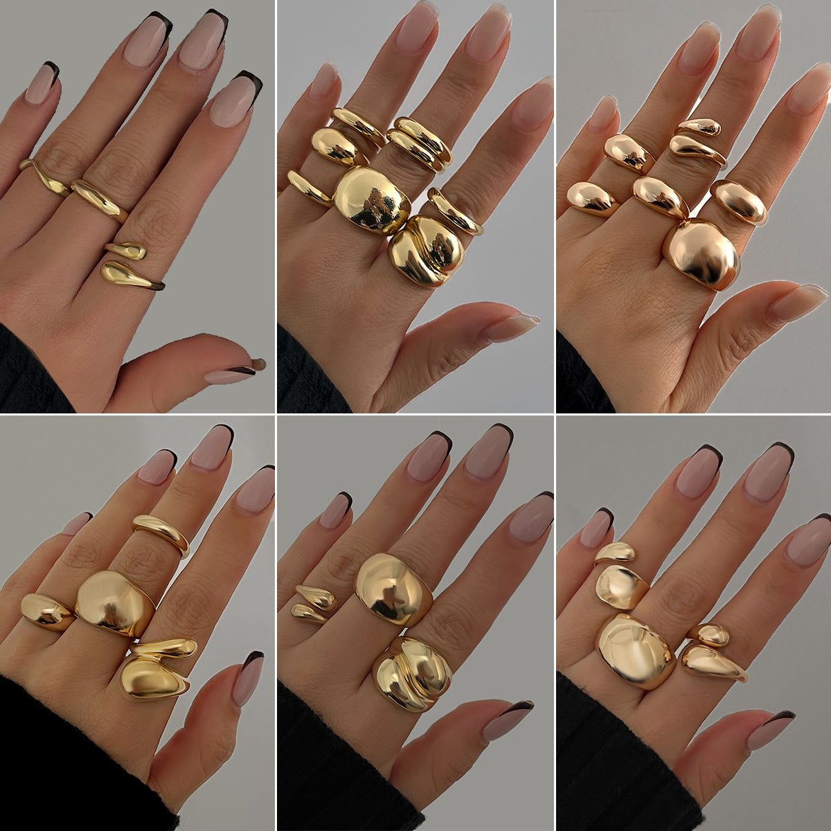Trendy Geometric Metal Drop Rings For Women