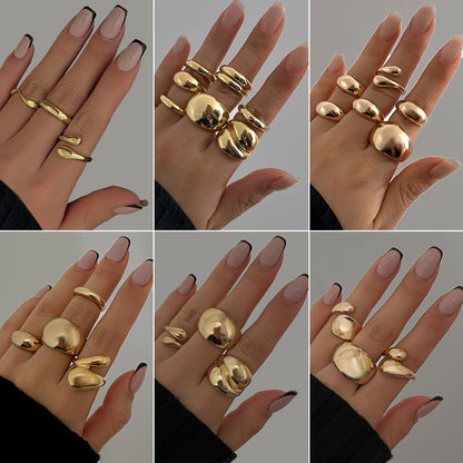 Trendy Geometric Metal Drop Rings For Women