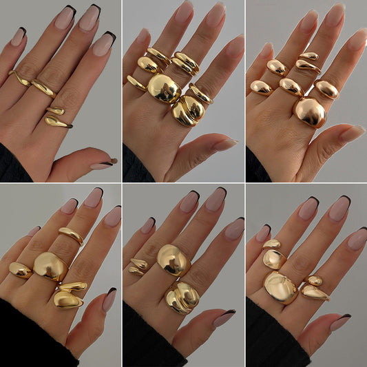 Trendy Geometric Metal Drop Rings For Women