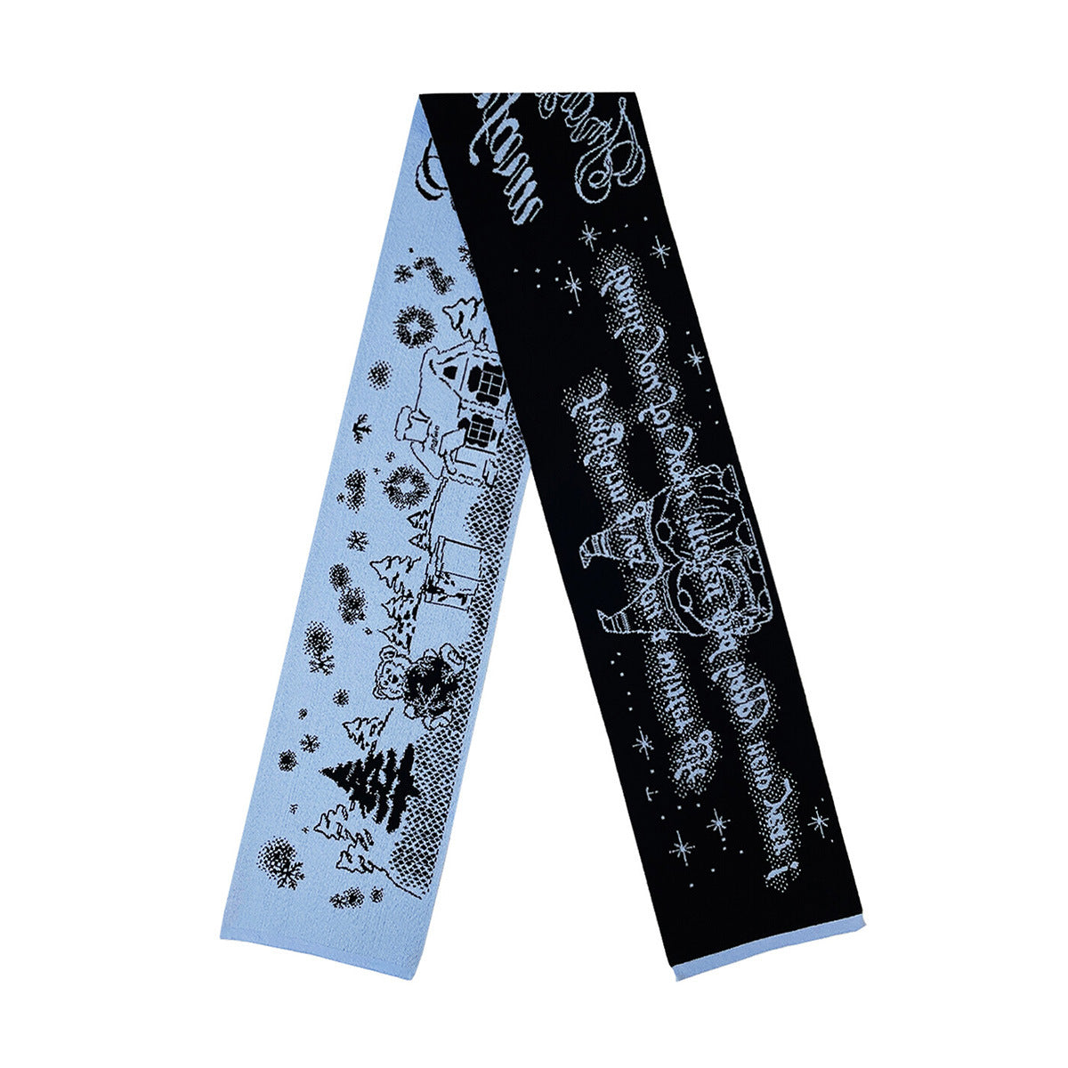Knitted Christmas Letter Snowflake Scarf Cozy Double-Sided Winter Wrap