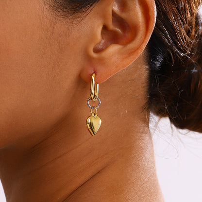 Love Pendant Cute Hoop Earrings