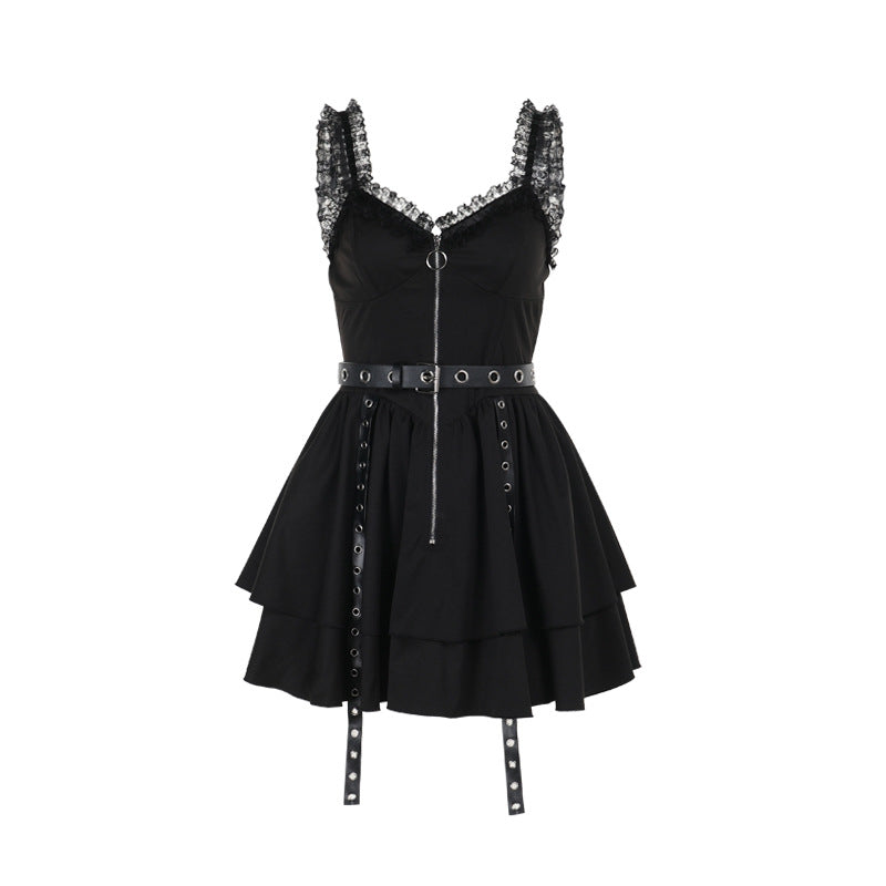 Chic Slim-Fit Tank Top Dress with Punk Details