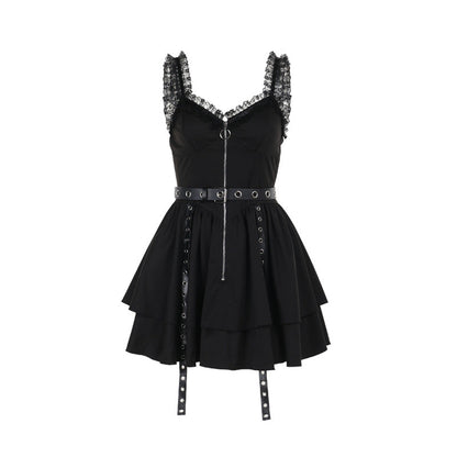 Chic Slim-Fit Tank Top Dress with Punk Details