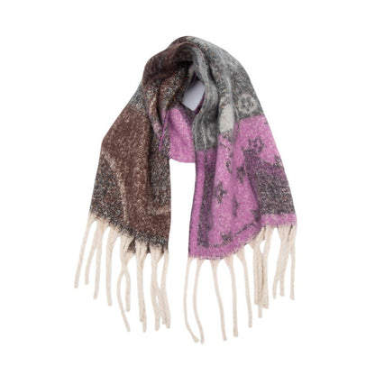 Winter Flower Tassel Thick Warm Scarf