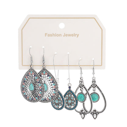 Bohemian Turquoise Tassel Earrings Vintage Alloy Jewelry