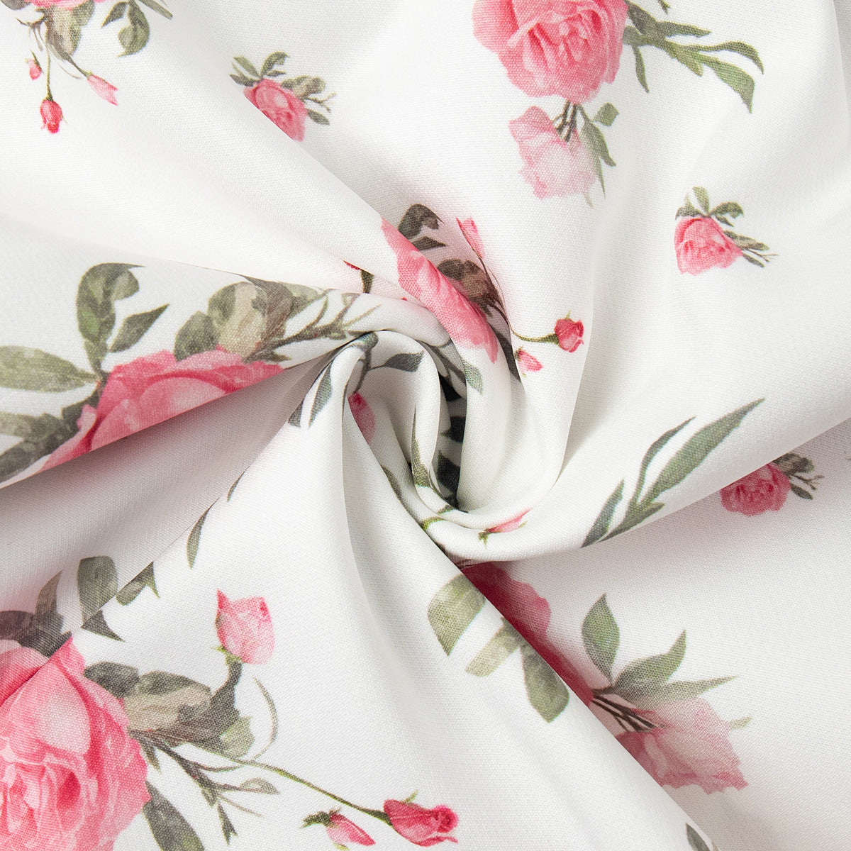 French V-Neck Puff Sleeve Dress Floral Print A-Line Midi Dress