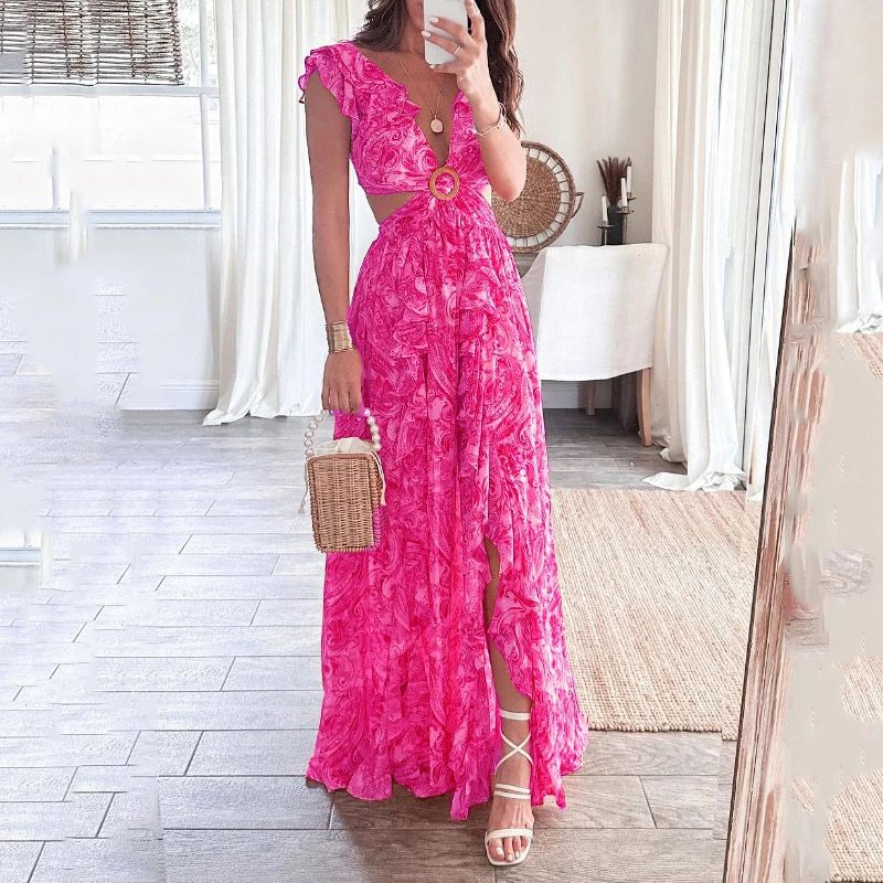 Sexy Hollow Out A-Line Dress Casual Women's Dress