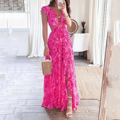 Sexy Hollow Out A-Line Dress Casual Women's Dress