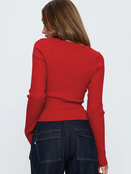 V-Neck Long Sleeve Cardigan Cozy Casual Top