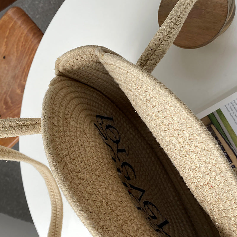 Simmple Round Letter Woven Bag