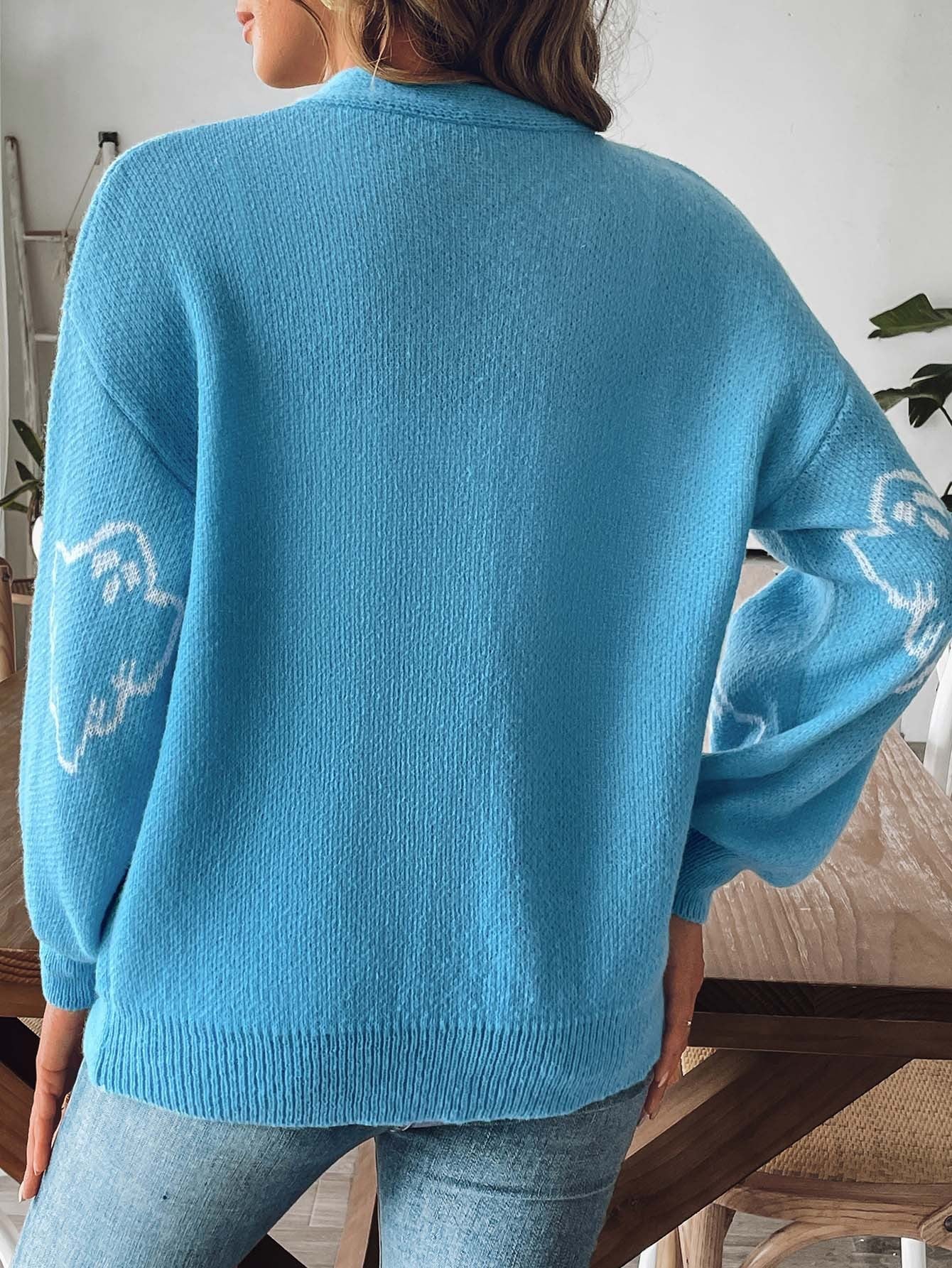 Halloween Cartoon Ghost Buttons Knit Cardigan