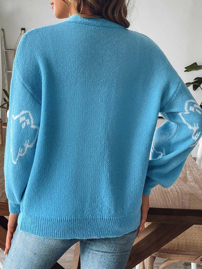 Halloween Cartoon Ghost Buttons Knit Cardigan