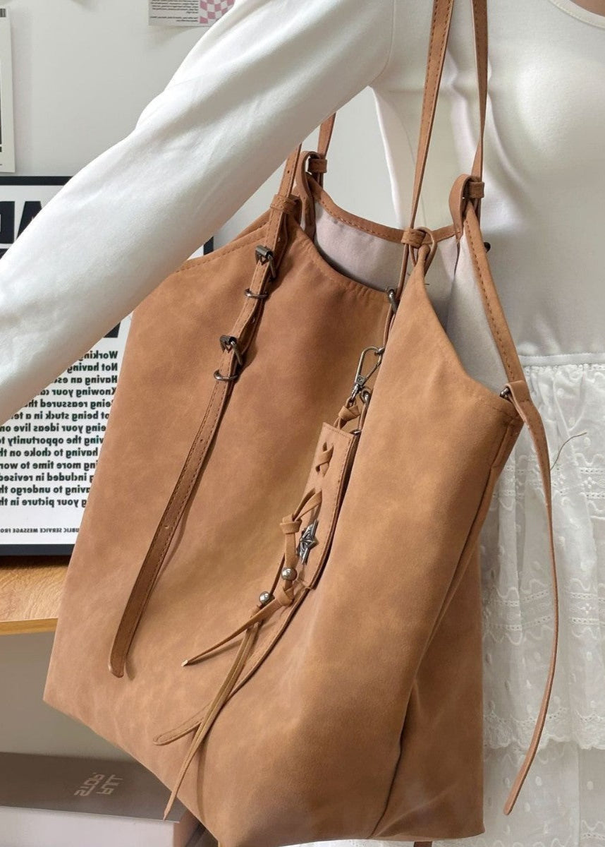 Faux Leather Tote Bag With Adjustable Straps