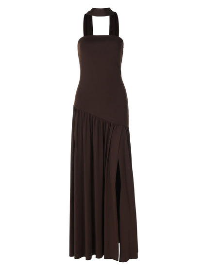 Elegant Strapless Bodycon Maxi Dress With Back Slit