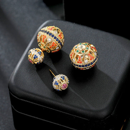 Double-Sided Openwork Front And Rear Ball Ball Earrings Vintage