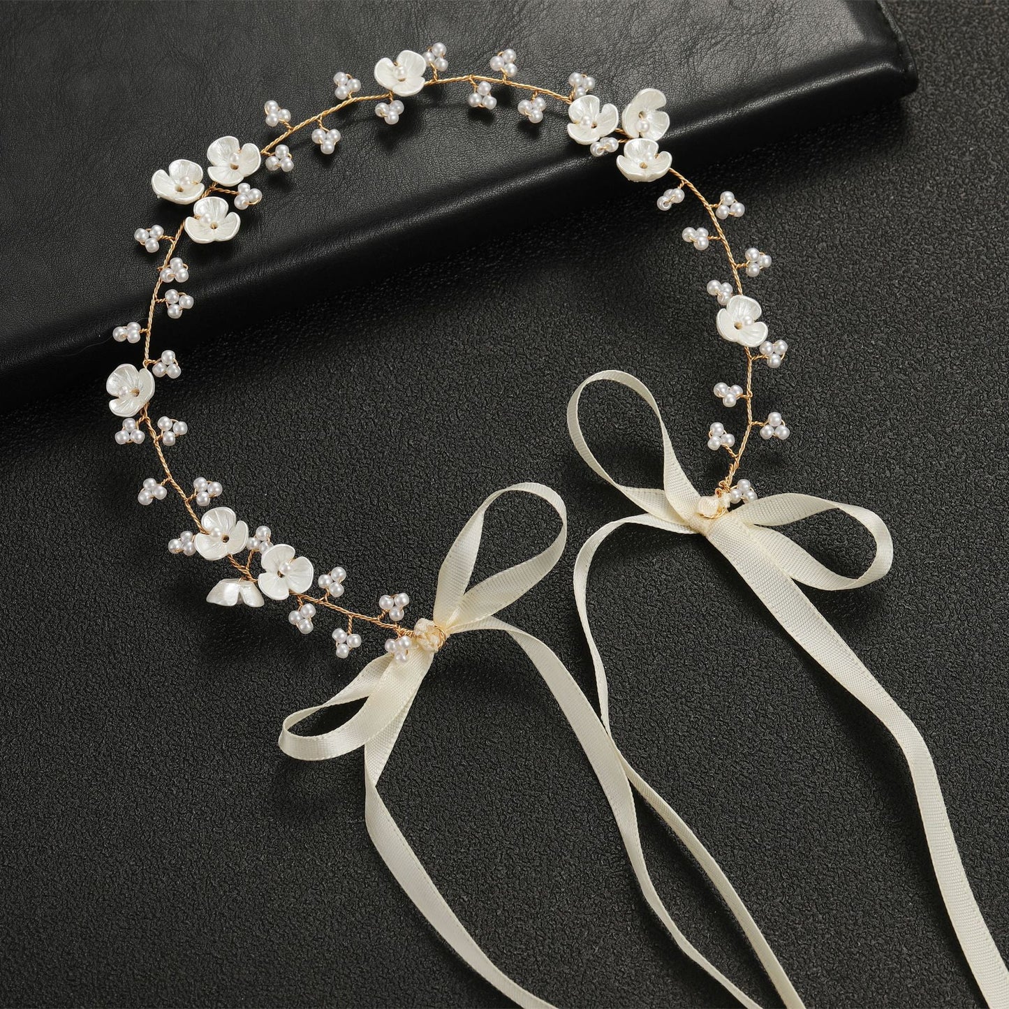 Bridal Pearl Flower Beaded Headband Hair Accessory