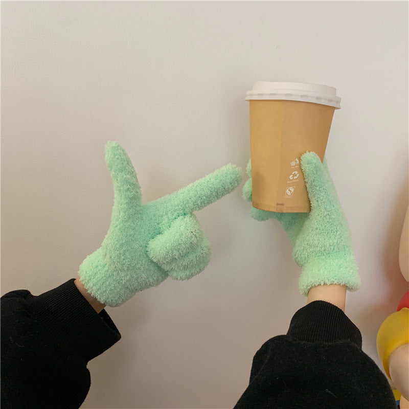 Cute Winter Thick Fuzzy Plush Gloves
