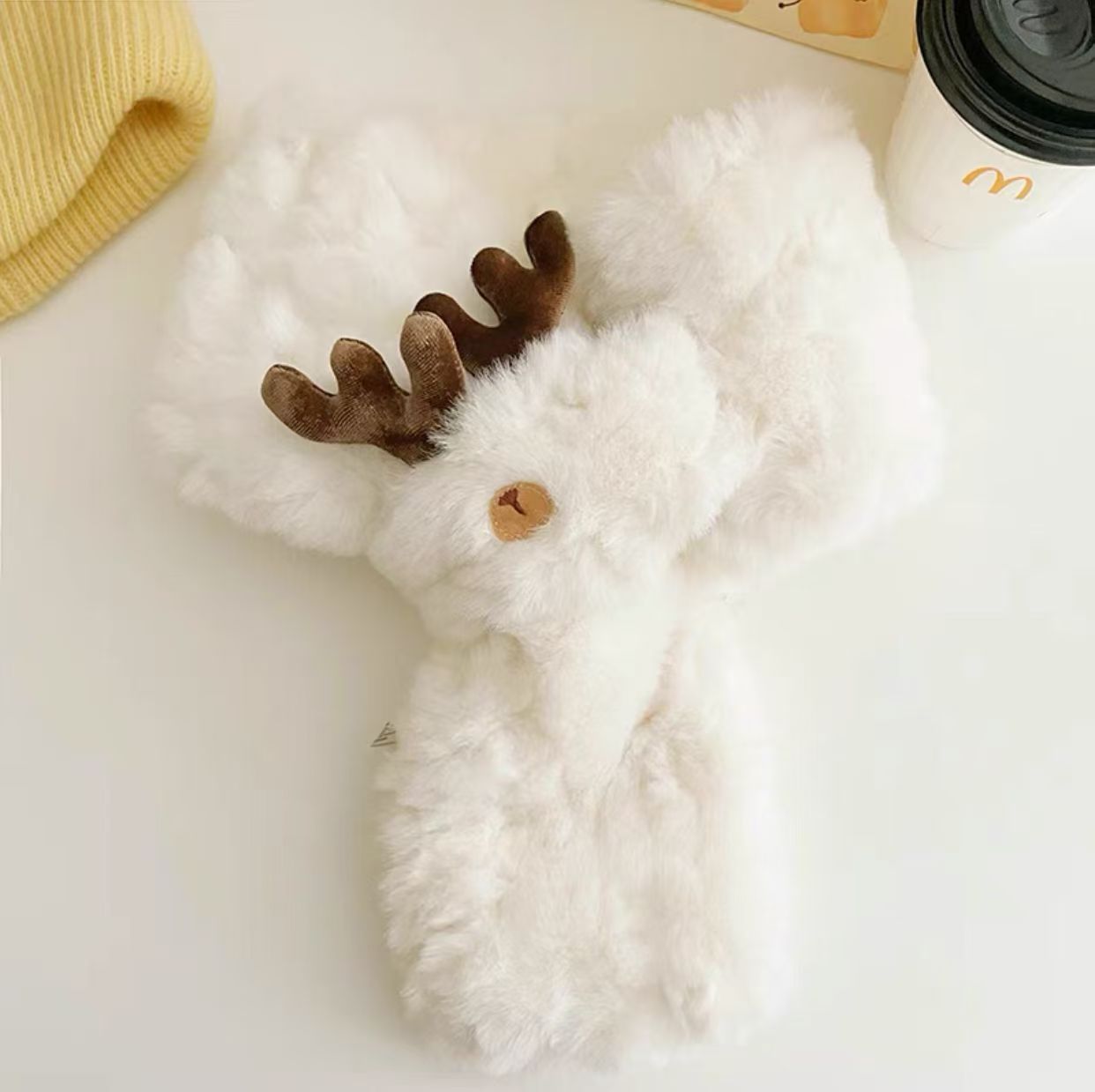 Cute Fuzzy Reindeer Antlers Soft Winter Scarf