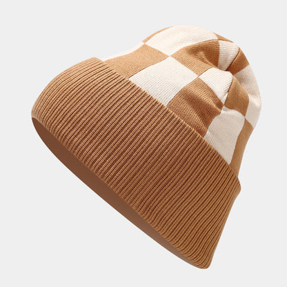 Winter Plaid Warm Hat Scarf Gloves Outdoor Sets