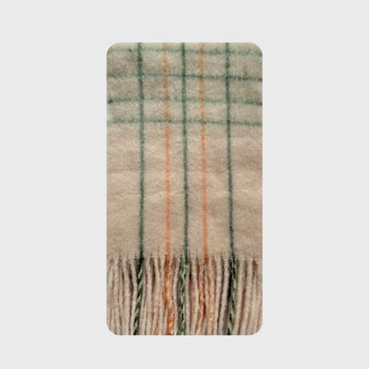 Macaron Color Fringed Check Scarf Soft Wool Blend Shawl