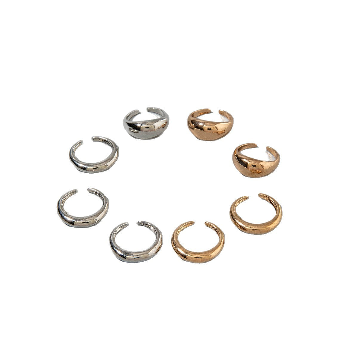 Geometric Metal Lava Line Open Ring Set - 4 Pieces