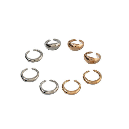 Geometric Metal Lava Line Open Ring Set - 4 Pieces