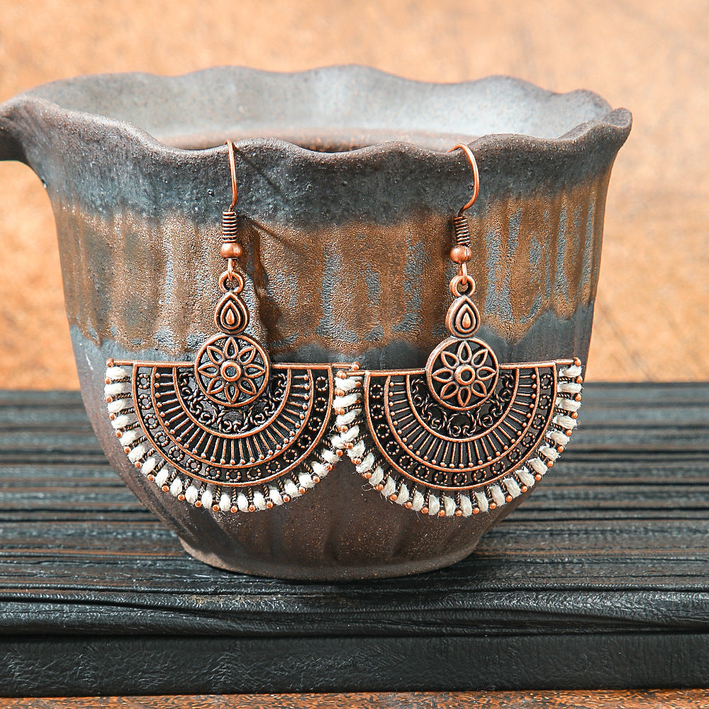 Retro Geometric Tassel Earrings Vintage Style for Women