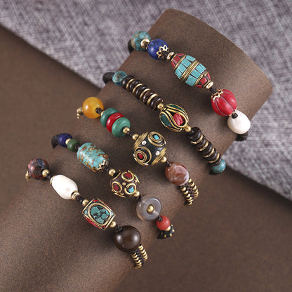 New Nepal Pearl Ethnic Style Bracelet Retro Simple Joker Hand-Woven Couple Bracelet