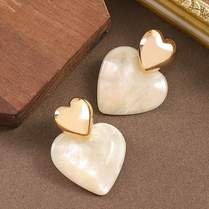Trendy Heart-Shaped Earrings With Watercolor Design