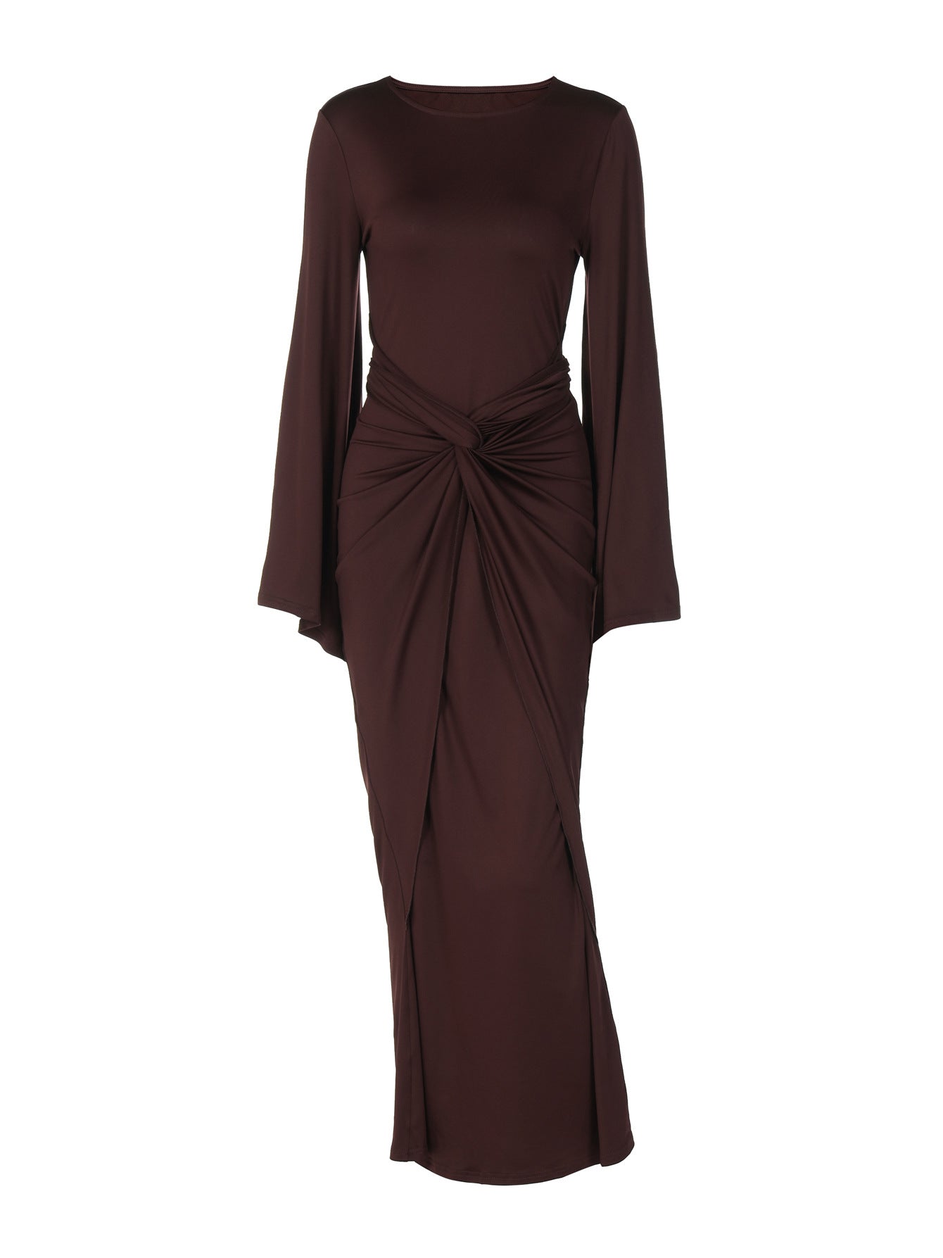 Elegant Ruched Waist Long Sleeve Dress