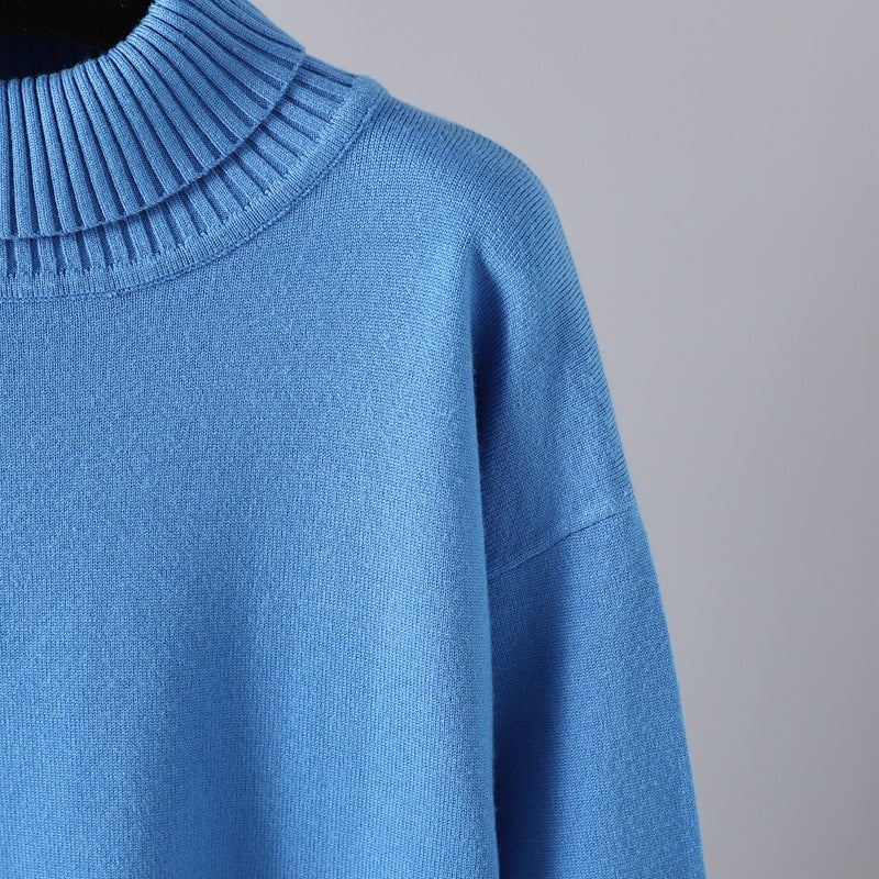 2+Solid Color High Collar Knit Sets