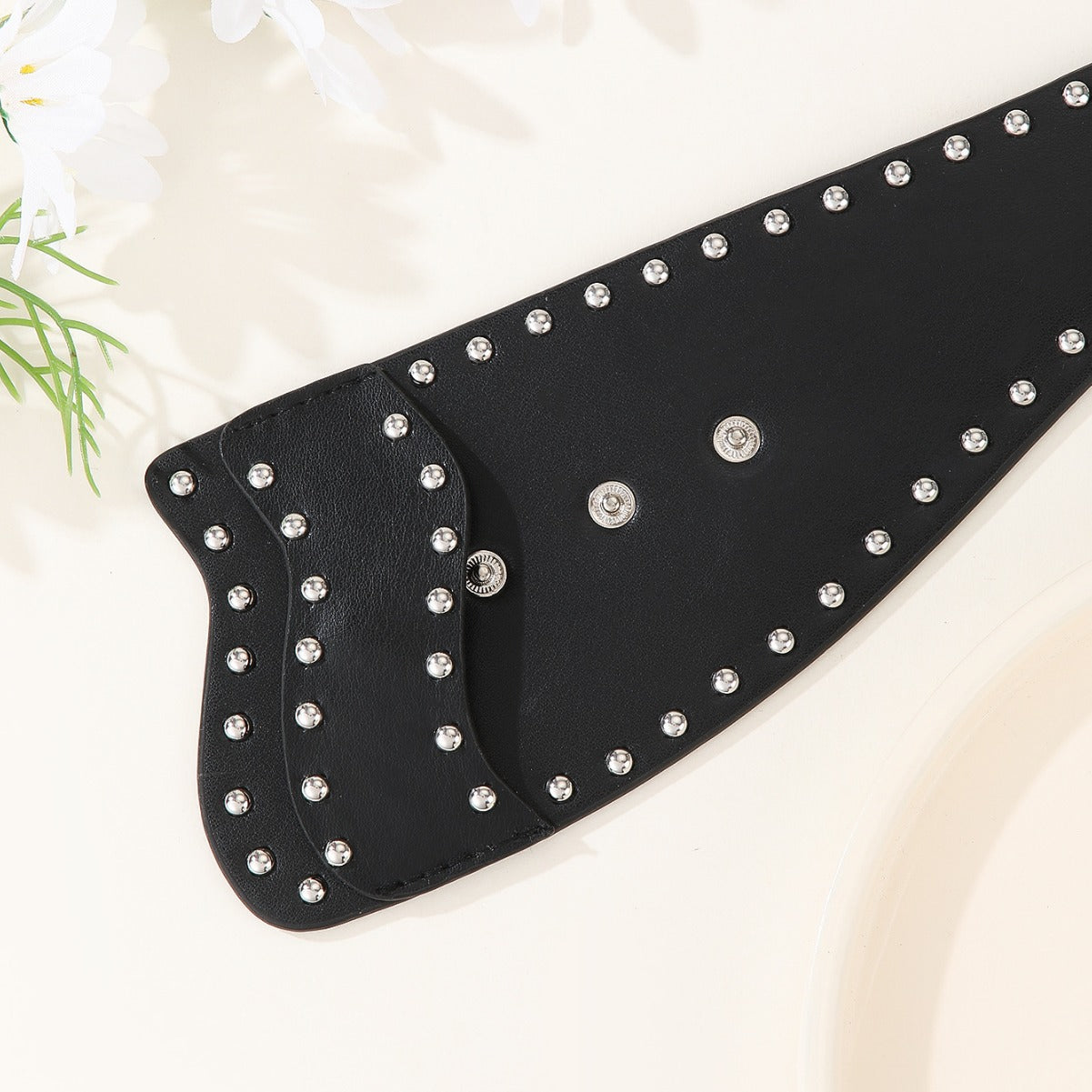 Metal Stud Irregular Punk Button Belt