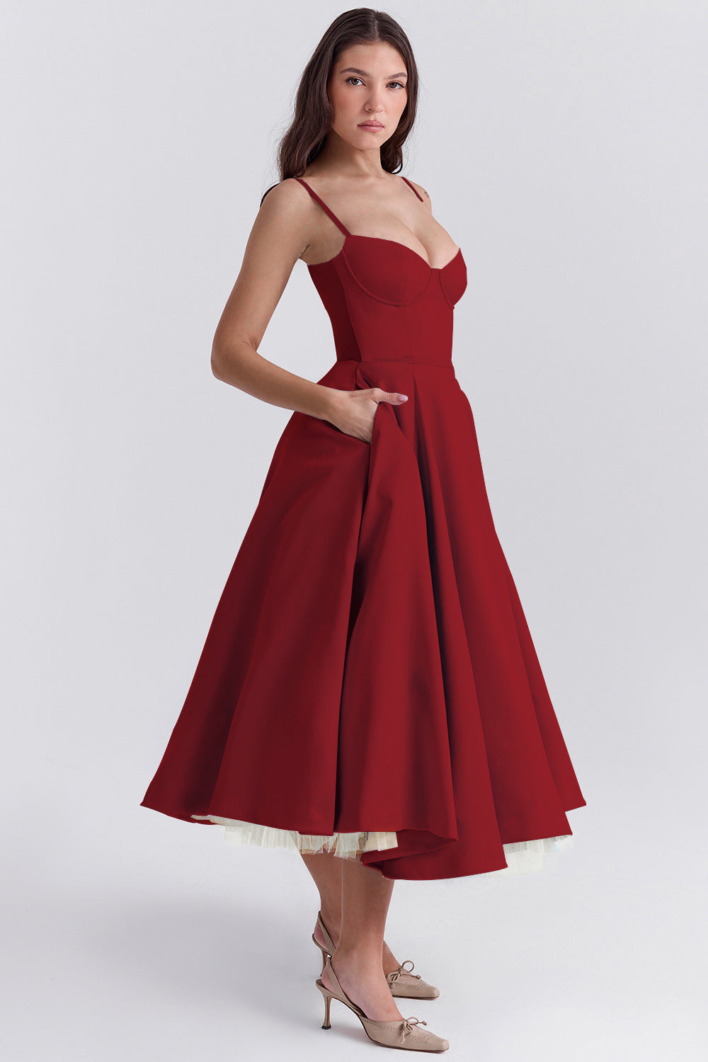 Layered Sweet Spaghetti Puffy Party Dress