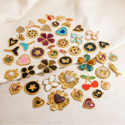 Heart Flower Pendant Accessories 18K Gold Plated Stainless Steel Jewelry