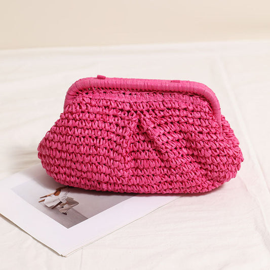 Solid Color Simple Woven Beach Shoulder Bag