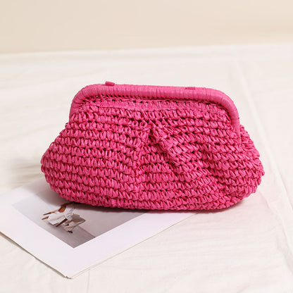 Solid Color Simple Woven Beach Shoulder Bag