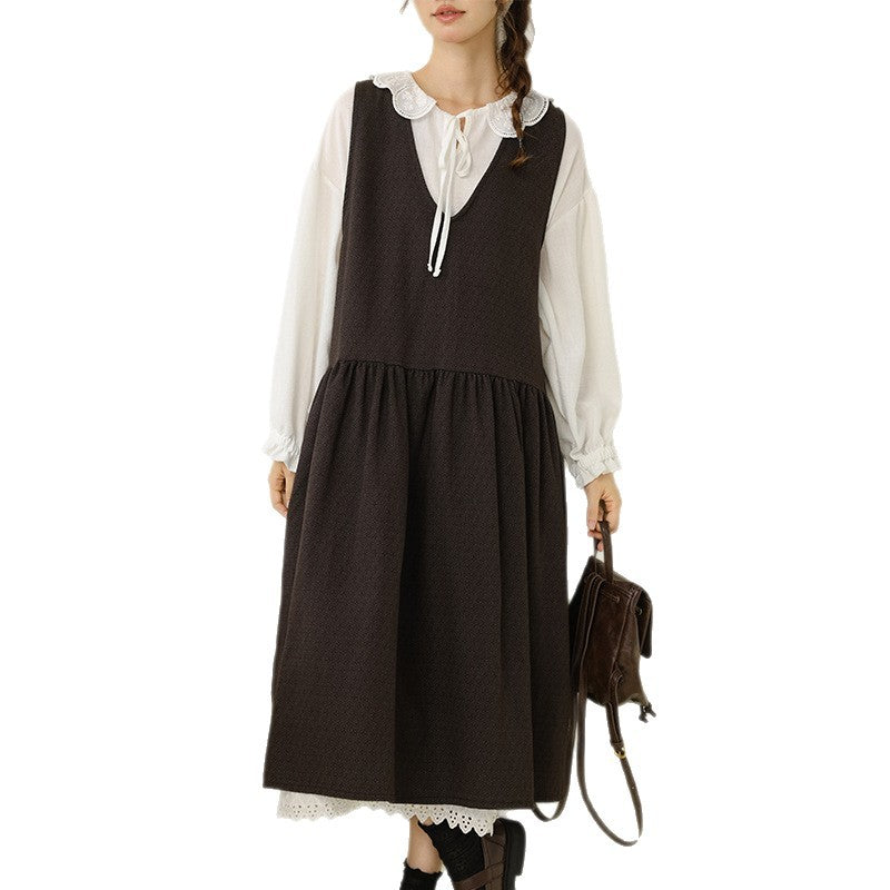Vintage Art Style V-Neck Sleeveless Maxi Dress